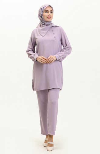 Collar Detailed Two Piece Suit 70038-05 Lilac 70038-05