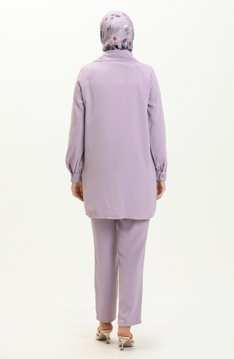 Collar Detailed Two Piece Suit 70038-05 Lilac 70038-05