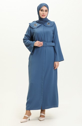 Kleid mit detailliertem Kragen aus Stein 70011-03 Indigo 70011-03