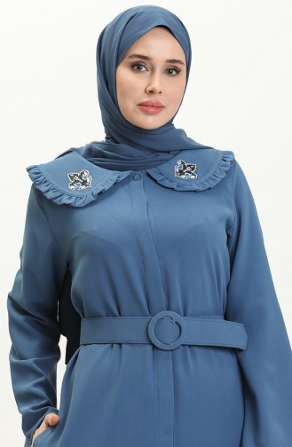 Kleid mit detailliertem Kragen aus Stein 70011-03 Indigo 70011-03