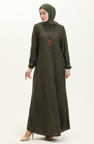 Robe avec Collier et Boutons 4141-02 Khaki 4141-02