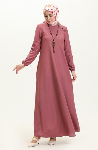 Robe avec Collier et Boutons 4141-03 Rose Pâle 4141-03