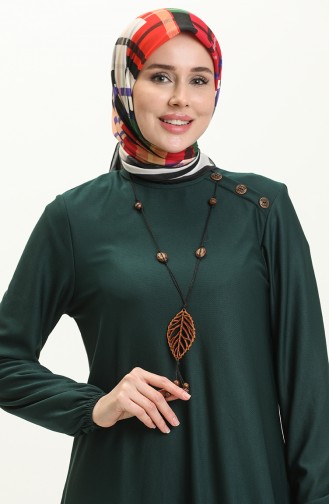 Kleid mit detaillierter Knopfleiste 4141-05 Smaragdgrün 4141-05