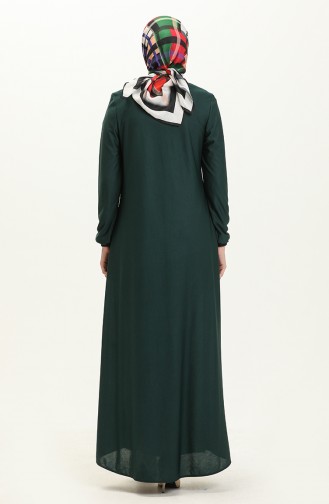 Robe avec Collier et Boutons 4141-05 Vert Emeraude 4141-05