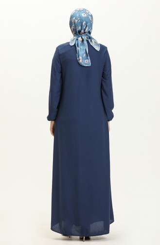 Kleid mit Knöpfen und detaillierter Halskette 4141-07 Indigo 4141-07