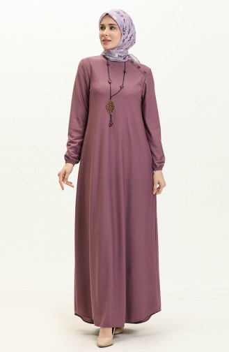 Robe avec Collier et Boutons 4141-08 Lila Foncé 4141-08