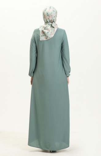 Robe avec Collier et Boutons 4141-09 Vert Noisette 4141-09