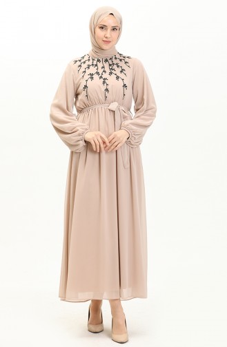 Embroidered Chiffon Dress 24Y8891-01 Mink 24Y8891-01