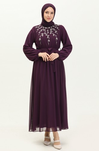 Robe en Mousseline Brodée 24Y8891-02 Pourpre 24Y8891-02