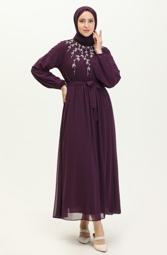 Robe en Mousseline Brodée 24Y8891-02 Pourpre 24Y8891-02