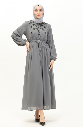 Robe en Mousseline Brodée 24Y8891-04 Gris 24Y8891-04