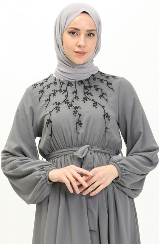 Robe en Mousseline Brodée 24Y8891-04 Gris 24Y8891-04