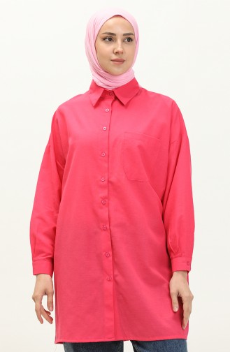 Oversize Gömlek Tunik 70001-06 Fuşya