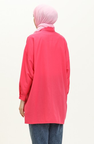 Oversize Gömlek Tunik 70001-06 Fuşya