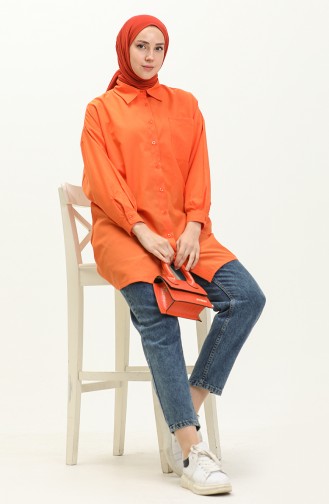 Oversize Gömlek Tunik 70001-07 Oranj