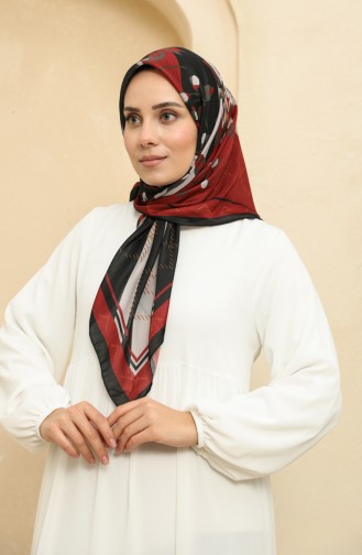Printed Soft Scarf 2009-02 Black Claret Red 2009-02