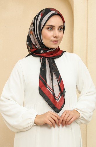Printed Soft Scarf 2009-02 Black Claret Red 2009-02