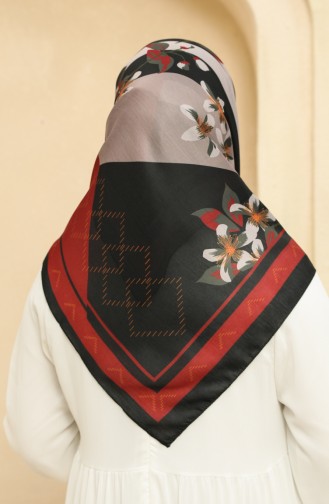 Printed Soft Scarf 2009-02 Black Claret Red 2009-02