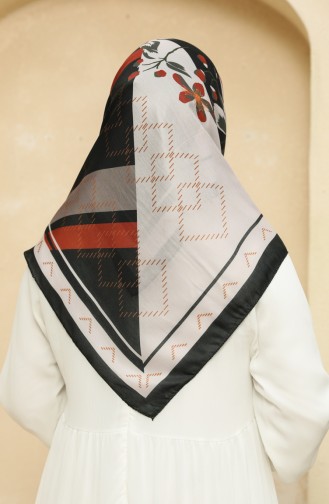 Printed Soft Scarf 2009-07 Black Brick Red 2009-07