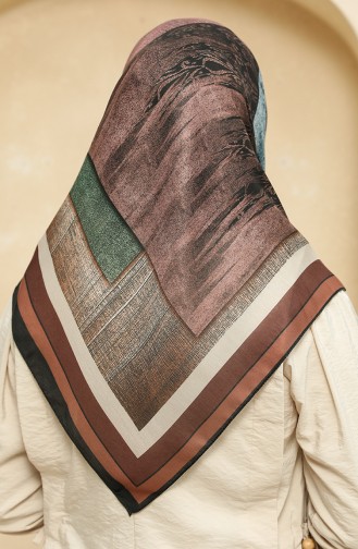Printed Soft Scarf 2010-02 Tan Green 2010-02