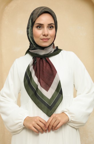 Printed Soft Scarf 2010-10 Henna Green Claret Red 2010-10