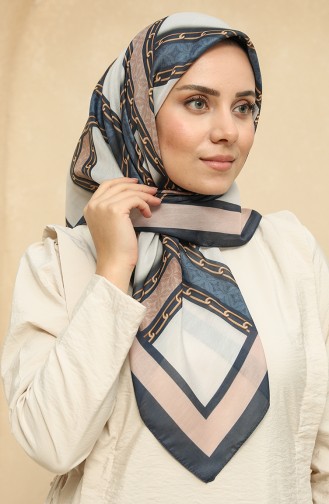 Printed Soft Scarf 2011-03 Navy Blue 2011-03