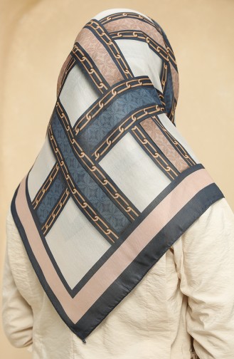 Printed Soft Scarf 2011-03 Navy Blue 2011-03