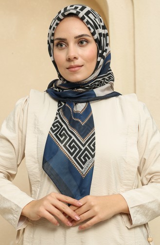 Printed Soft Scarf 2014-09 Navy Blue 2014-09
