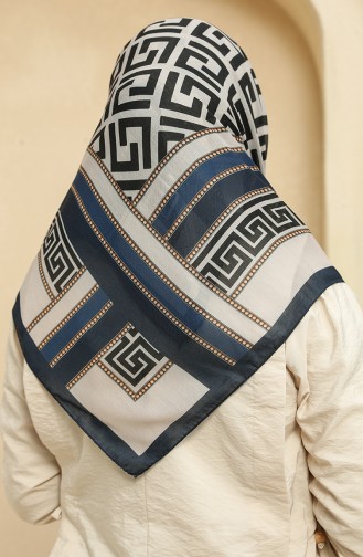Printed Soft Scarf 2014-09 Navy Blue 2014-09
