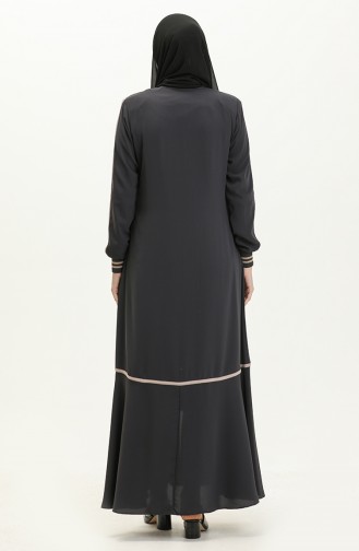 Ribbed Zippered Abaya 3002-06 Anthracite 3002-06