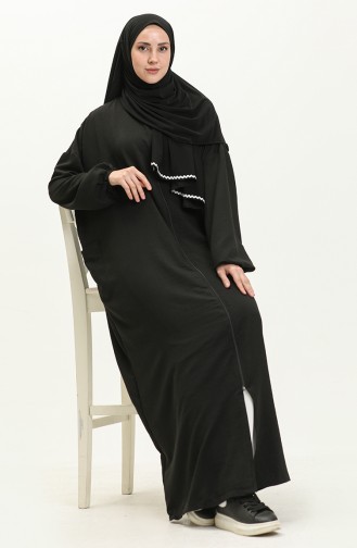 Oyya Fermuarlı Tek Parça Namaz Elbisesi 238490-01 Siyah