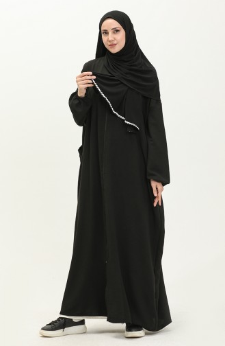 Oyya Fermuarlı Tek Parça Namaz Elbisesi 238490-01 Siyah