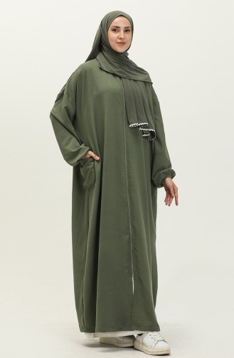 Oyya Fermuarlı Tek Parça Namaz Elbisesi 238490-03 Haki