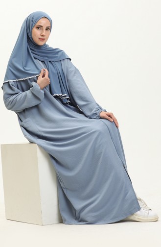 Oyya Fermuarlı Tek Parça Namaz Elbisesi 238490-04 İndigo