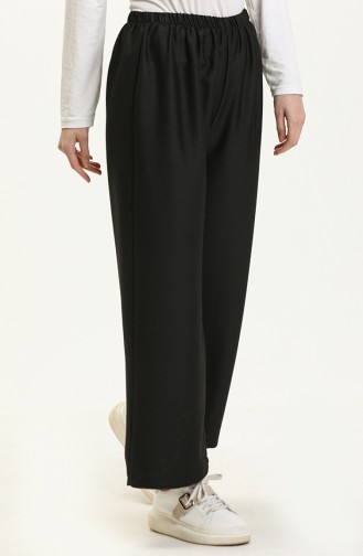 Elastic waist wide Leg Pants 1143-01 Black 1143-01