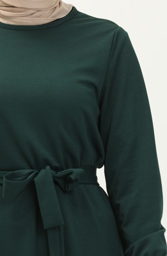 Kuşaklı Tunik Pantolon İkili Takım 0690-01 Zümrüt Yeşili