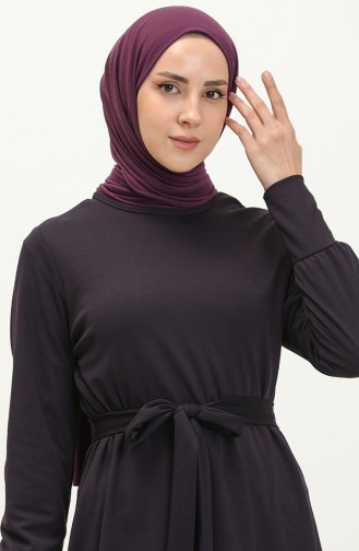 Kuşaklı Tunik Pantolon İkili Takım 0690-02 Mor