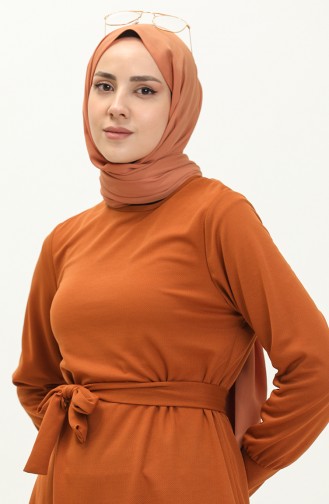 Kuşaklı Tunik Pantolon İkili Takım 0690-04 Taba