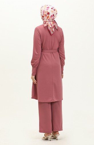 Belted Tunic Pants Two Piece Suit 0690-06 Dusty Rose 0690-06