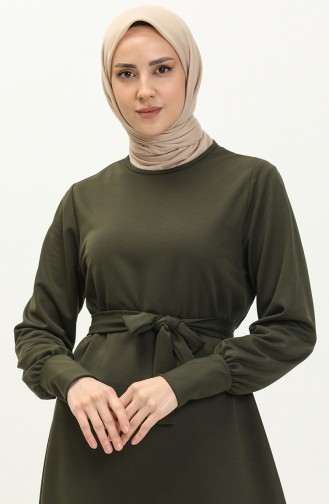 Kuşaklı Tunik Pantolon İkili Takım 0690-07 Haki