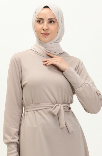 Kuşaklı Tunik Pantolon İkili Takım 0690-10 Vizon