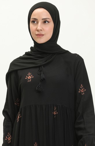 Robe en Viscose à Motifs 4083-01 Noir 4083-01