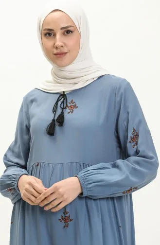 Gemustertes Viskosekleid 4083-02 Indigo 4083-02