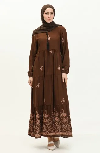 Brown Hijab Dress 4083-03