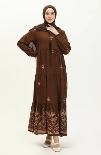Brown Hijab Dress 4083-03