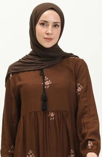 Brown Hijab Dress 4083-03