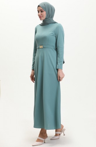 Kleid mit Kragen und Gürtel 7136-08 Grün 7136-08