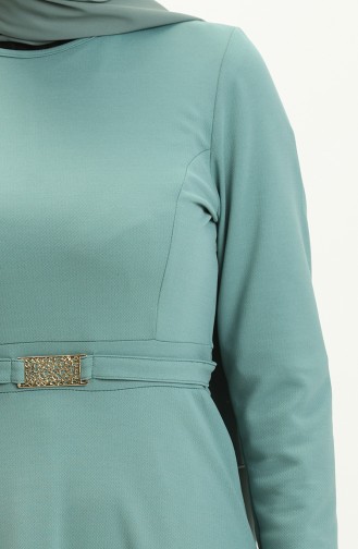 Robe Détaillée Ceinture Pince 7136-08 Vert Noisette 7136-08