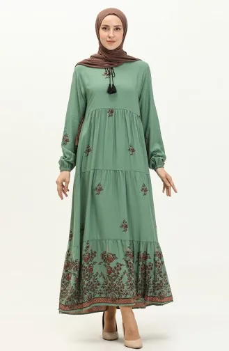 Gemustertes Viskosekleid 4083-05 Grün 4083-05