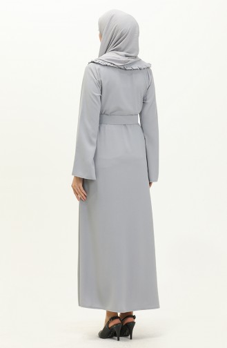 Kleid mit Kragen und Steinbesatz 70011-01 Grau 70011-01